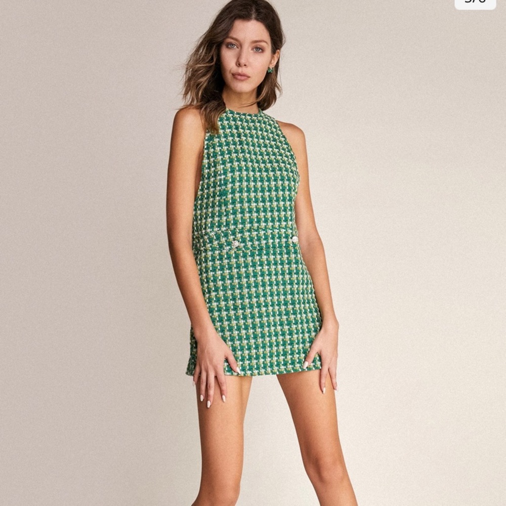 Green Tweed Dress - Size Small (Never Worn)